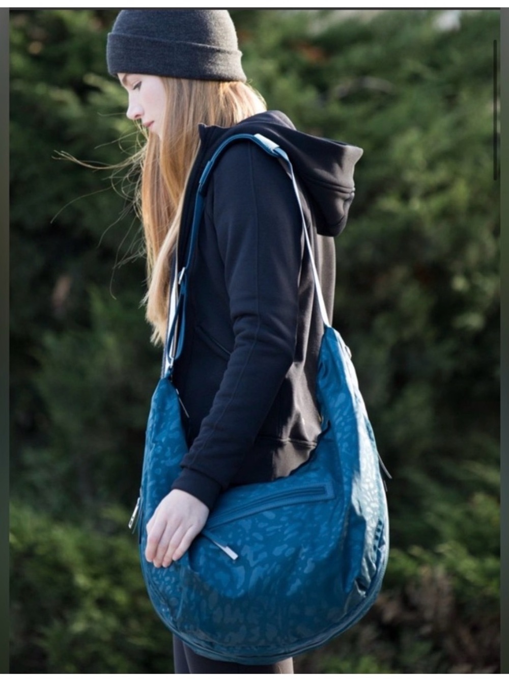 lululemon athletica Teal Blue Leopard-Print Shoulder Bag